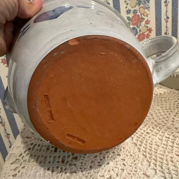 Vintage NC Pottery EggGlaze Blue Heart 1987
Signed Owens Mixing Bowl farmhouse - Picture 5 of 5